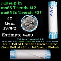 BU Shotgun Jefferson 5c roll, 1960-d 40 pcs Bank $