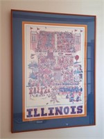 Illinois Football Print, Illinois Railroad Map