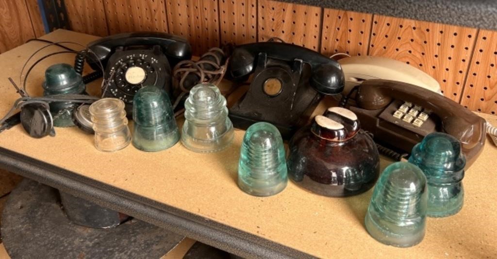 Glass & Pottery Insulators, Rotary Phones