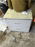 Two drawer metal file cabinet