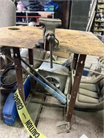 Steel work table with two vices