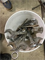 Large bucket, full of wrenches, several craftsman