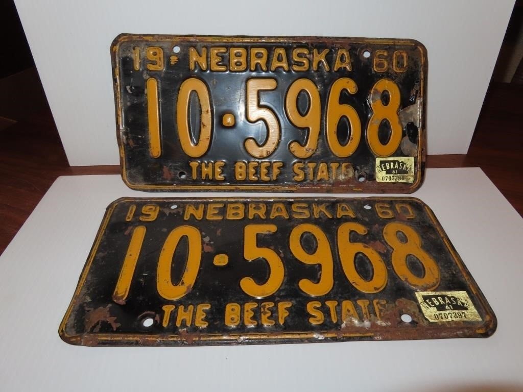 1960 - 61 Nebraska License Plates 10 - 5968