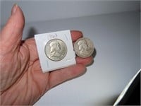 1957D & 1963 Silver Franklin Half Dollars