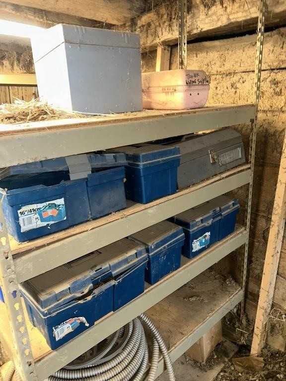 Several toolboxes full of bolts