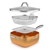 All in One Pan Copper Pan Chef Cookware, 9.5-Inch