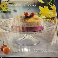New 12" Glass Pedestal Cake Plate