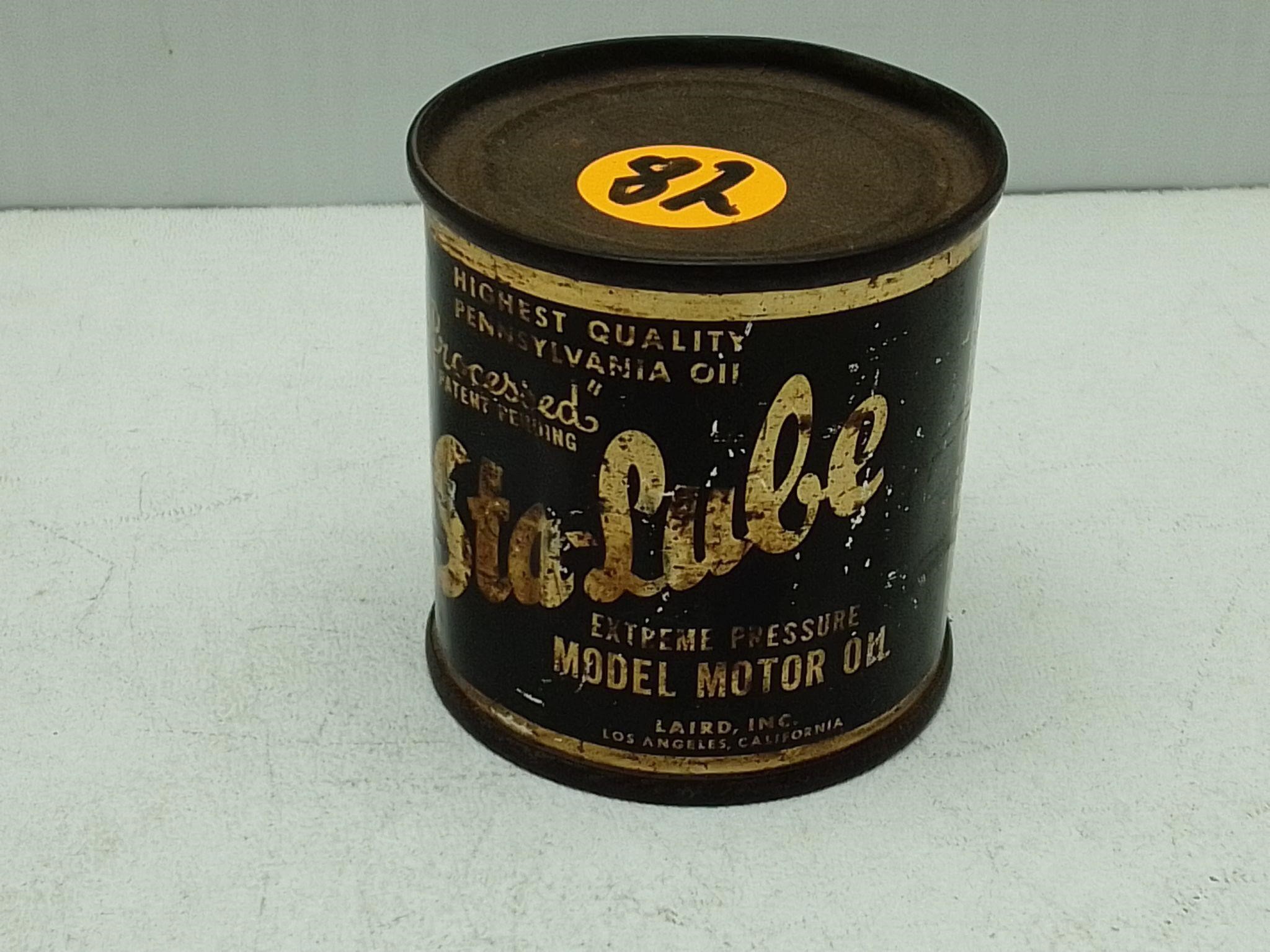 3 OZ SEALED CAN OF "STA-LUBE" MODEL MOTOR OIL