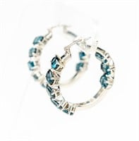 Jewelry Sterling Silver & Topaz Hoop Earrings