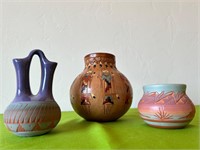 Yei Style Navajo Vase, Etched Wedding Vase +