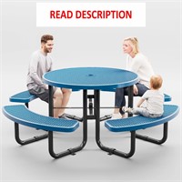 Heavy Duty Metal Picnic Table (Round  Blue)