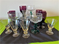 6 Deep Purple Wine Glasses, Cactus Stem Glasses +
