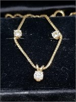 14kt Gold and diamond necklace and earring set, ea
