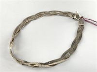 Sterling silver braided chain bracelet 3.6 grams w
