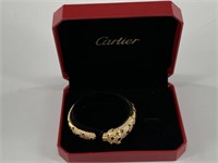 Faux Cartier cuff bracelet made with brass and gla