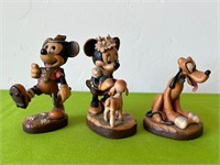 3 Walt Disney Wood Carvings Italy Mickey +++
