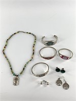 Large lot of jewelry: sterling silver earrings, se