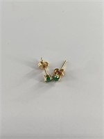 Pair of 14kt gold and emerald earrings