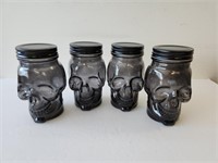 4 Skull Jars Black Glasses 4x6 in