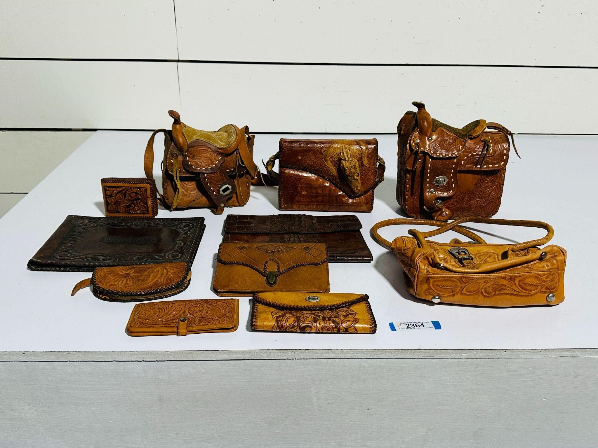 Group Lot - Tooled Leather & Gator Items