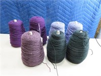 (7) large Cone 6" Rolls Sewing Yarn asst 455grns