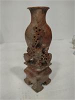 Carved Soapstone vase 6 in tall