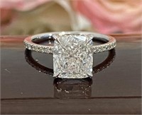 2.51 Ct Diamond Cushion Engagement Ring 14 Kt