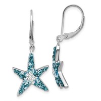 Silver Blue Austrian Crystal Drop Earrings