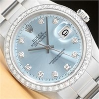 Rolex Men Oyster Perpetual Sapphire Diamond Watch