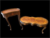 Two Vintage Italian Parlor Tables w/ Marquetry