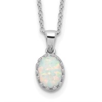 Sterling Silver Created Opal Design Necklace