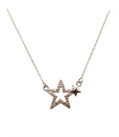 Sterling Silver Diamond Star Charm Necklace
