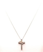 Sterling Silver 14 Kt Diamond Heart Necklace