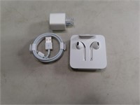 New Apple iPhone Corded Earbuds & Charger 1of2