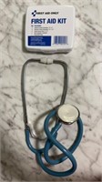 New stethoscope and travel first aid kit never