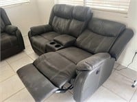 Brown Suede Leather Dual Electric Recliner -