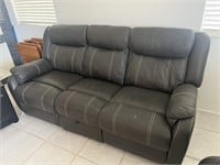 Brown Suede Leather Dual Electric Recliner Sofa