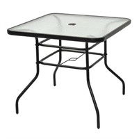 Costway 32   Patio Square Table Tempered Glass Ste