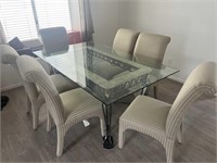 6ft Beveled Glass Top Dining Table w/6 Chairs -