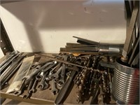Shelf of wrenches, bits and files