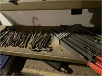 Shelf of wrenches, pliers bits files