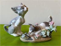 Two Lladro Cat Figurines