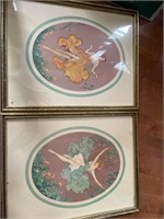 Pair of 18 inch Lady prints framed