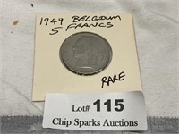1949 Belgium 5 Francs, Rare Coin