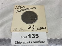 1880 Netherlands 2 1/2 Cent Coin