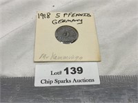 1918 Germany 5 Pfennig Coin