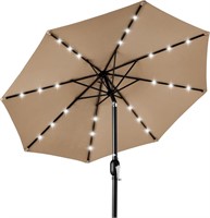 Solar Powered 10ft LED Patio Umbrella - Tan