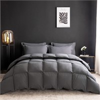 Goose Feather Comforter King(120x98in) Grey