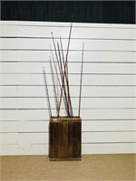 Group Lot - Vintage Wooden Rods w/Rack