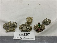 Vintage Crown Broach Pin Lot